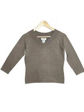 Talbots Tan Silk Blend V-Neck Sweater Soft Knit Pullover PS Quiet Luxury Classic
